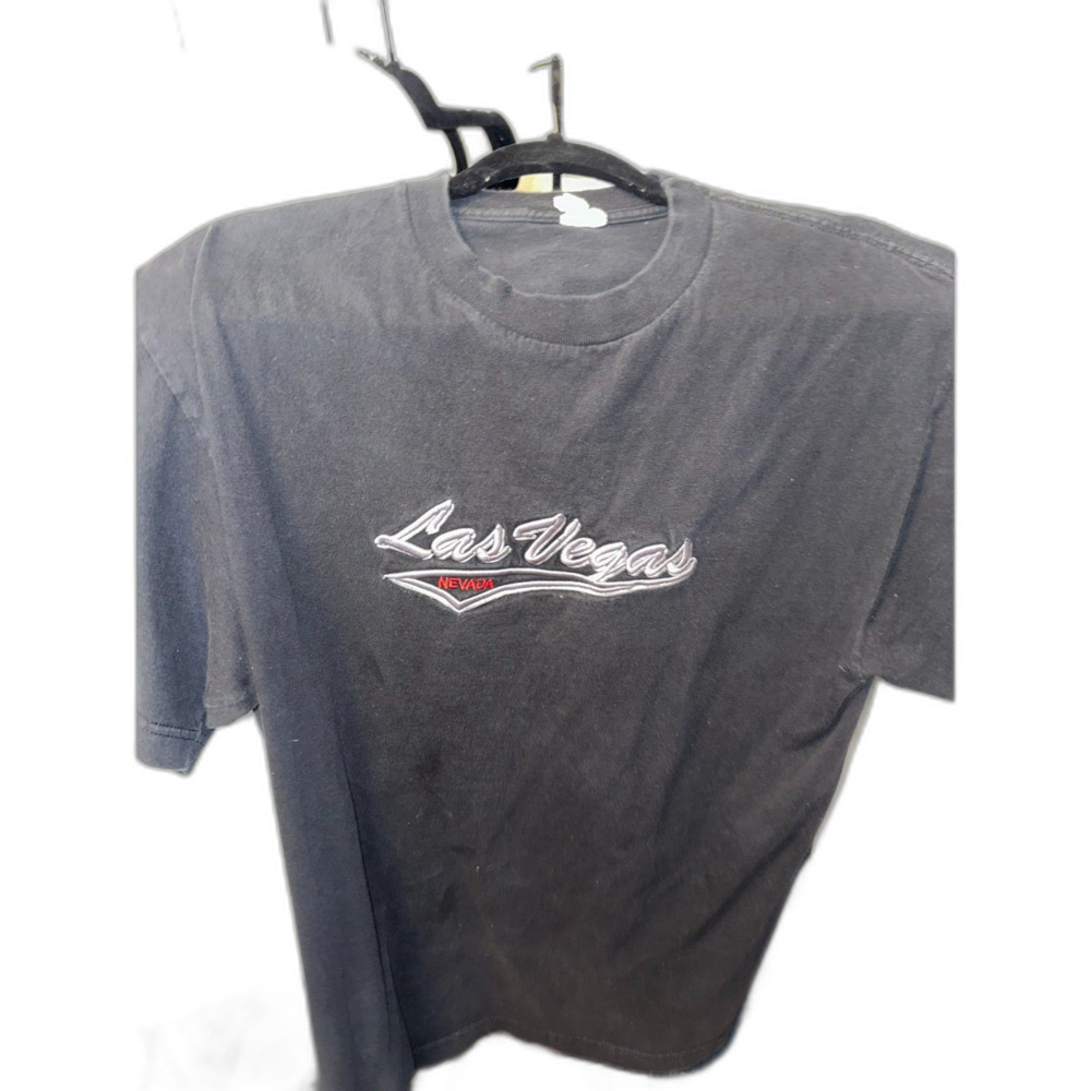 Las Vegas Nevada Men's L Black Tee Shirt Large T-Shirt LV Embroider Design